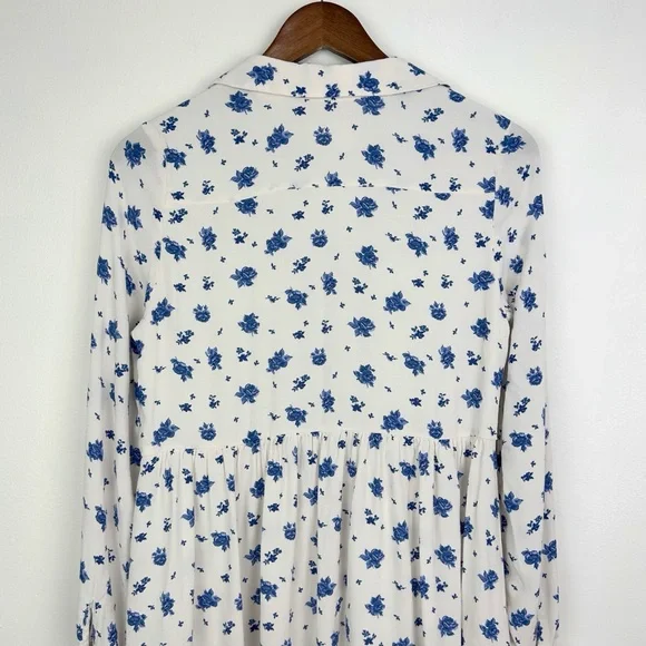 Sézane Aurora Mini Dress in Roses Bleues Floral Long Sleeve Prairie - Picture 10 of 15